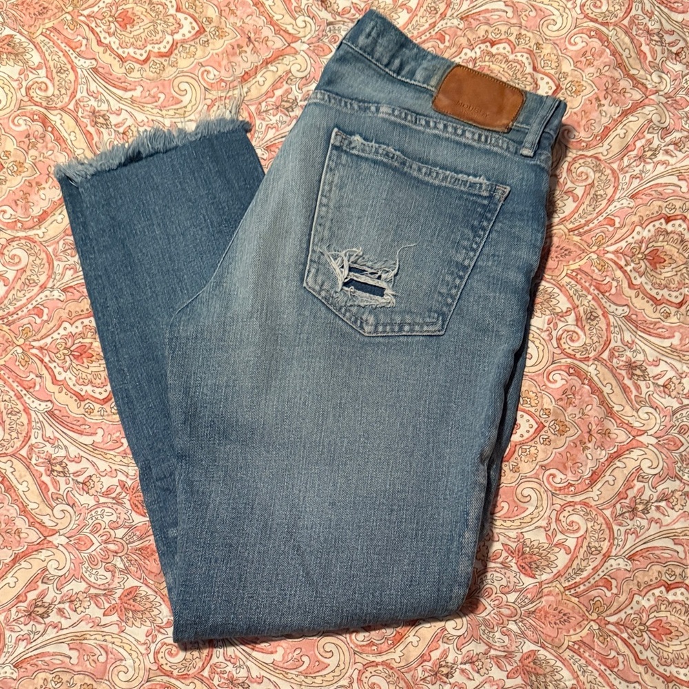 Moussy Light Blue Distressed Ankle Jeans